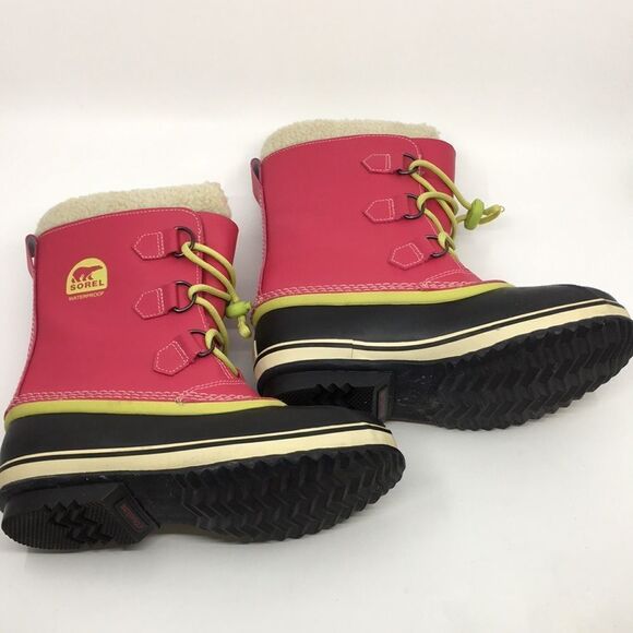 Sorel Yoot Pac Winter Snow Boot Size 5 Pink leather Waterproof faux Sherpa - Picture 12 of 16